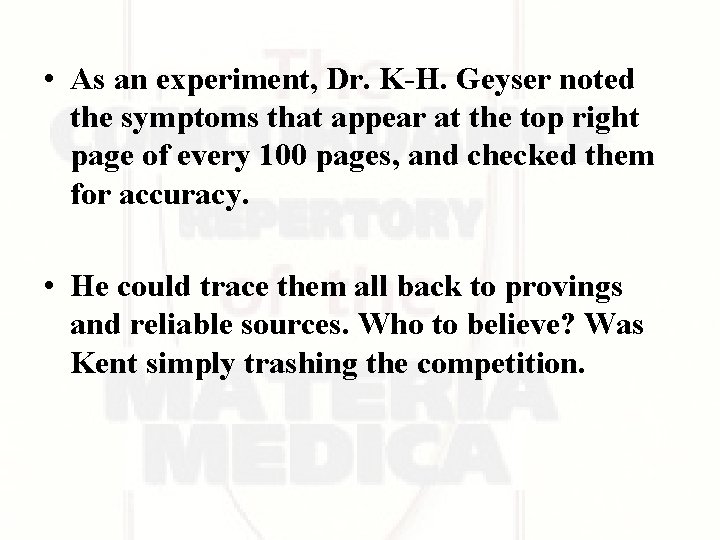 • As an experiment, Dr. K-H. Geyser noted the symptoms that appear at • As an experiment, Dr. K-H. Geyser noted the symptoms that appear at
