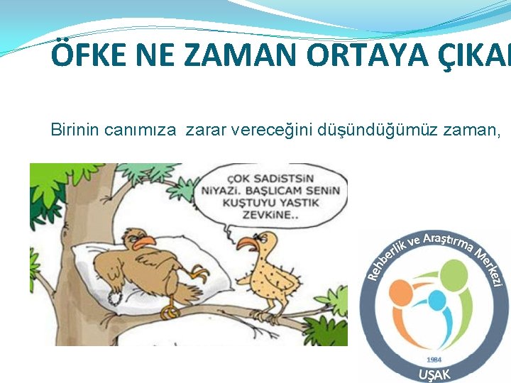 ÖFKE NE ZAMAN ORTAYA ÇIKAR Birinin canımıza zarar vereceğini düşündüğümüz zaman, 