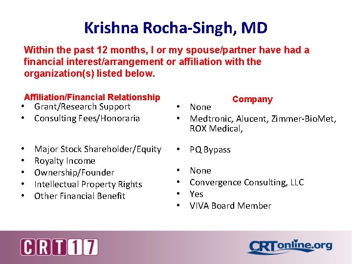 Krishna Rocha-Singh, MD Within the past 12 months, I or my spouse/partner have had