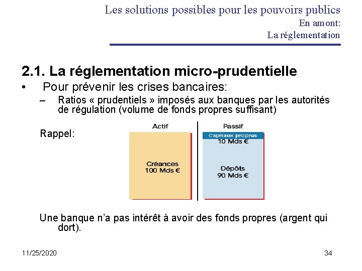 Les solutions possibles pour les pouvoirs publics En amont: La réglementation 2. 1. La