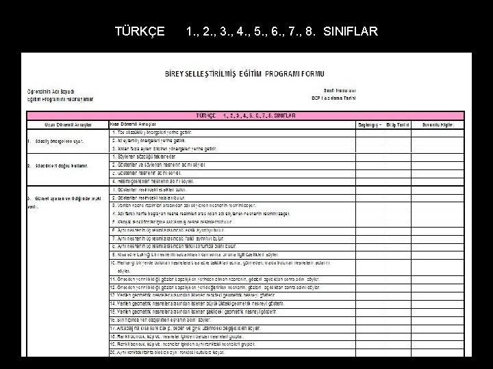 TÜRKÇE 1. , 2. , 3. , 4. , 5. , 6. , 7.