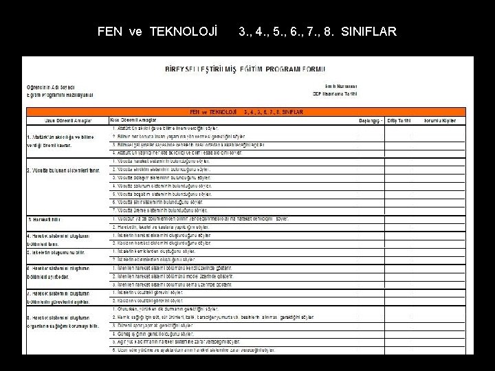 FEN ve TEKNOLOJİ 3. , 4. , 5. , 6. , 7. , 8.