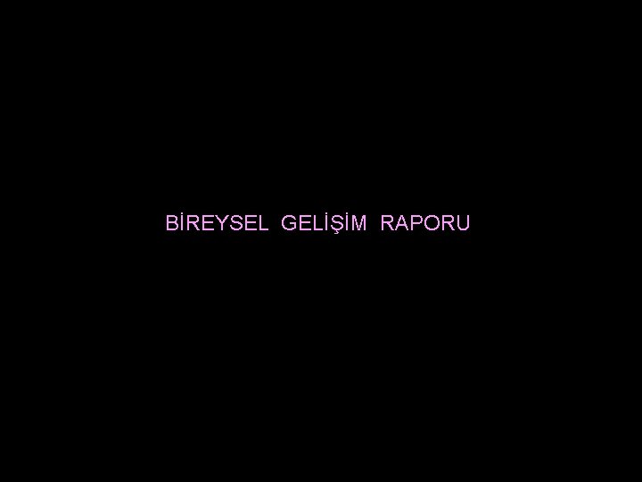 BİREYSEL GELİŞİM RAPORU 