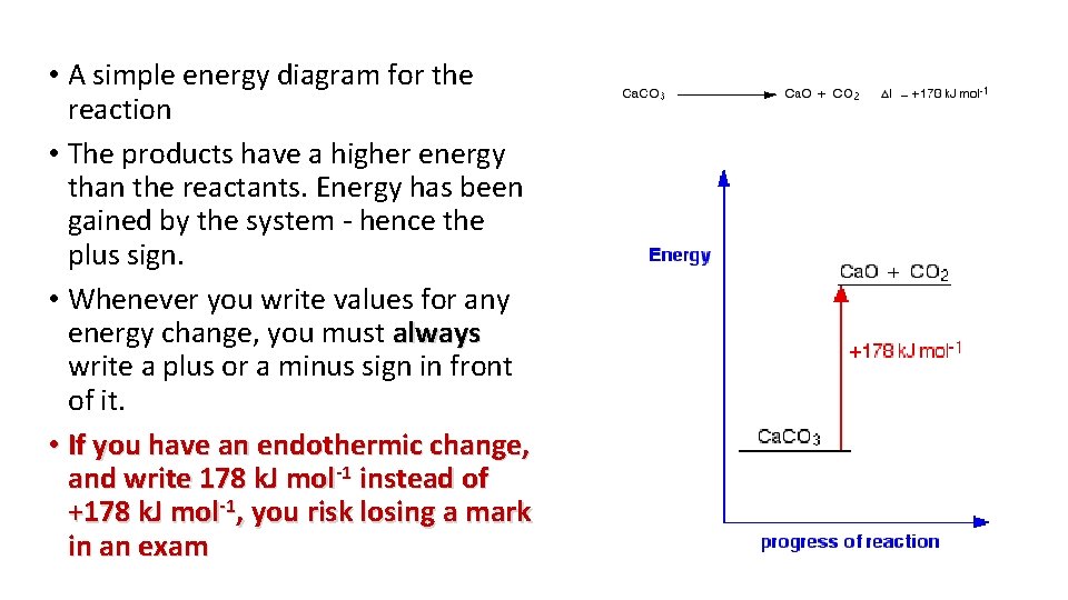  • A simple energy diagram for the reaction • The products have a