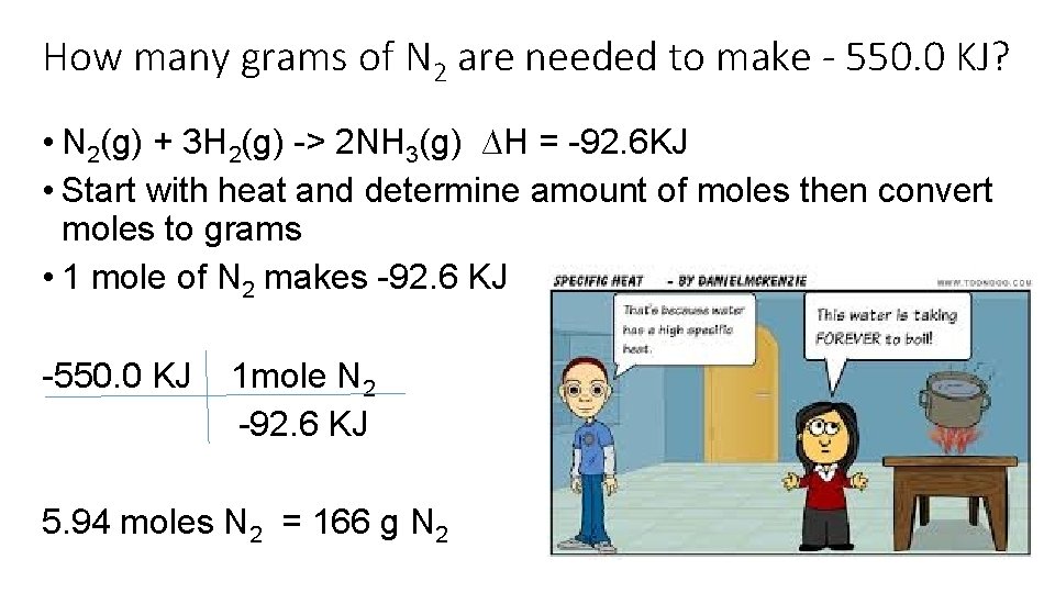 How many grams of N 2 are needed to make - 550. 0 KJ?