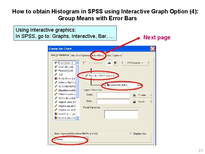 How to obtain Histogram in SPSS using Interactive Graph Option (4): Group Means with