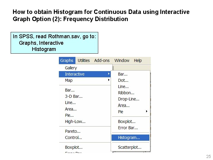 How to obtain Histogram for Continuous Data using Interactive Graph Option (2): Frequency Distribution