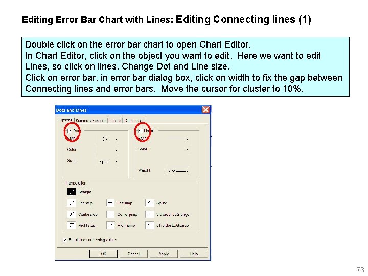 Editing Error Bar Chart with Lines: Editing Connecting lines (1) Double click on the