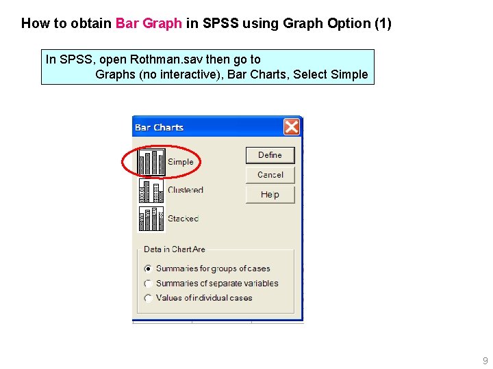 How to obtain Bar Graph in SPSS using Graph Option (1) In SPSS, open