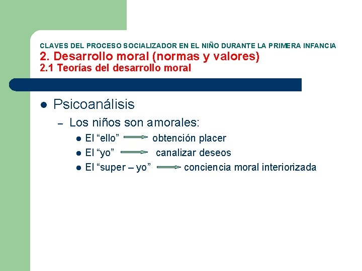 CLAVES DEL PROCESO SOCIALIZADOR EN EL NIÑO DURANTE LA PRIMERA INFANCIA 2. Desarrollo moral