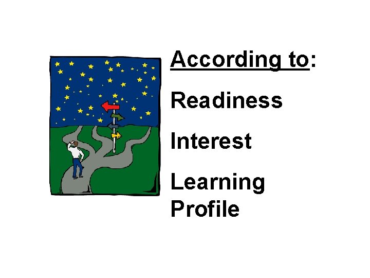 According to: Readiness Interest Learning Profile According to: Readiness Interest Learning Profile