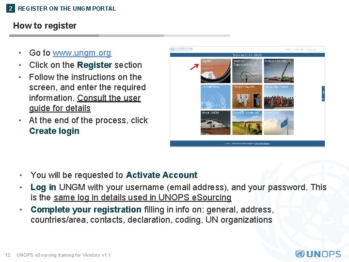 2 REGISTER ON THE UNGM PORTAL How to register • Go to www. ungm.