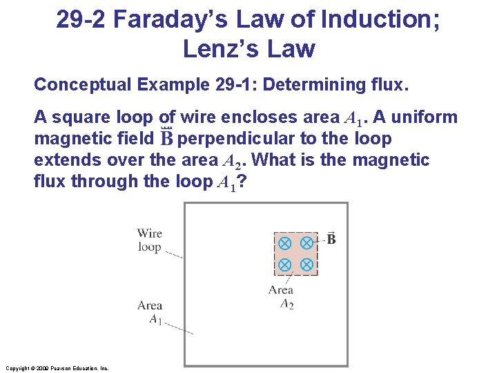 29 -2 Faraday’s Law of Induction; Lenz’s Law Conceptual Example 29 -1: Determining flux.