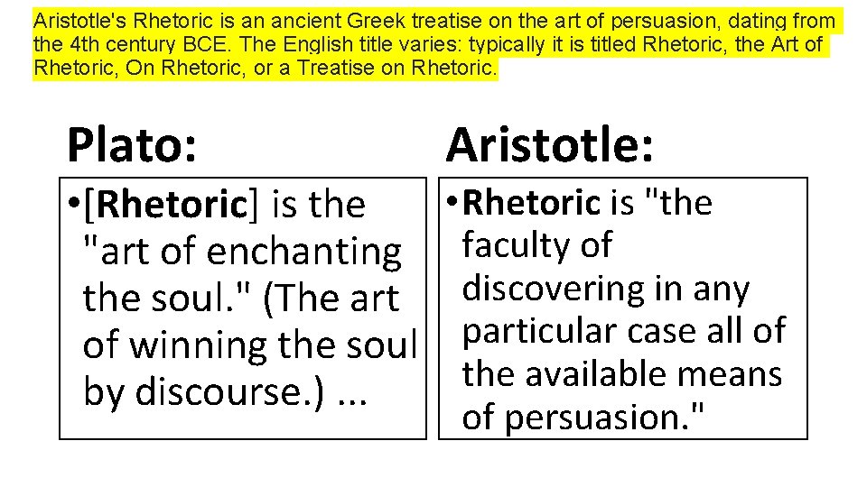 Aristotle's Rhetoric is an ancient Greek treatise on the art of persuasion, dating from