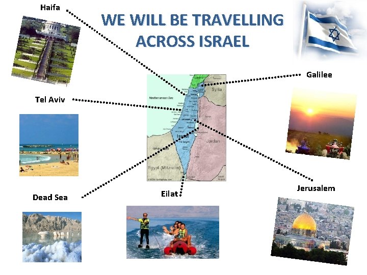 Haifa WE WILL BE TRAVELLING ACROSS ISRAEL Galilee Tel Aviv Dead Sea Eilat Jerusalem