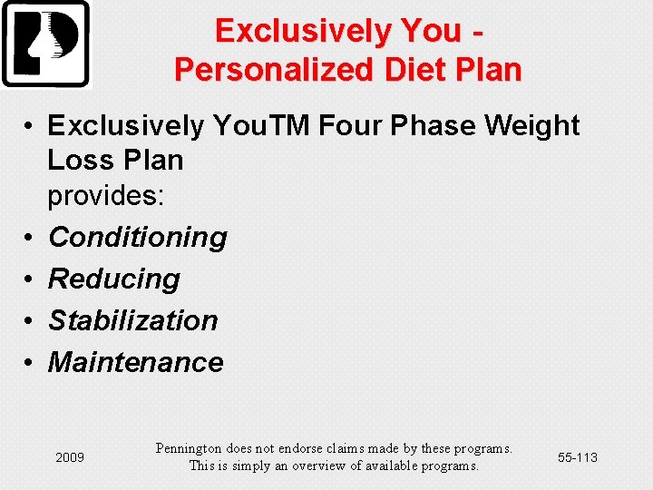 Exclusively You Personalized Diet Plan • Exclusively You. TM Four Phase Weight Loss Plan