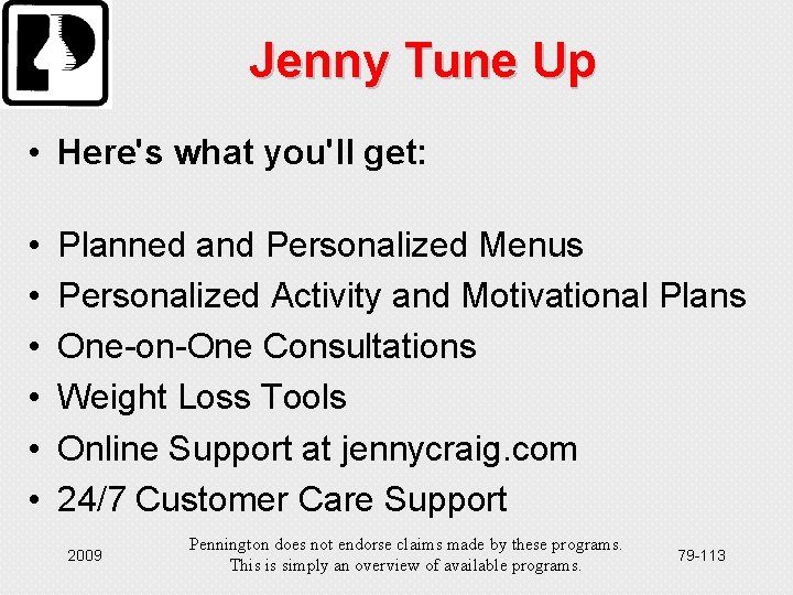 Jenny Tune Up • Here's what you'll get: • • • Planned and Personalized