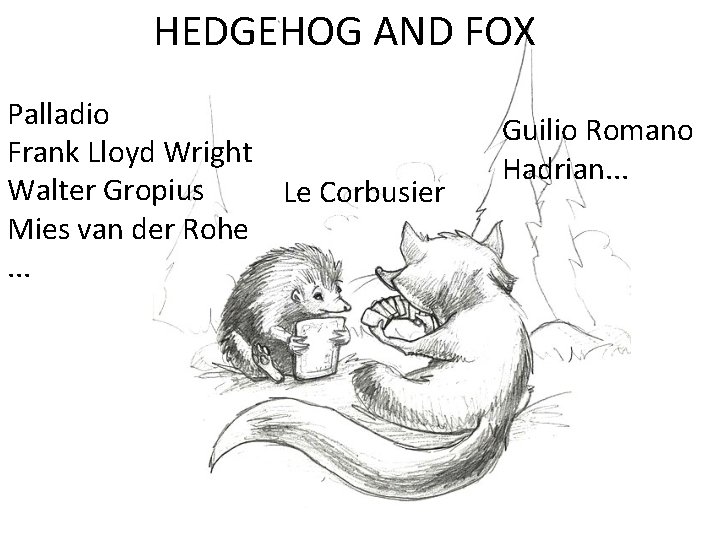 HEDGEHOG AND FOX Palladio Frank Lloyd Wright Walter Gropius Le Corbusier Mies van der