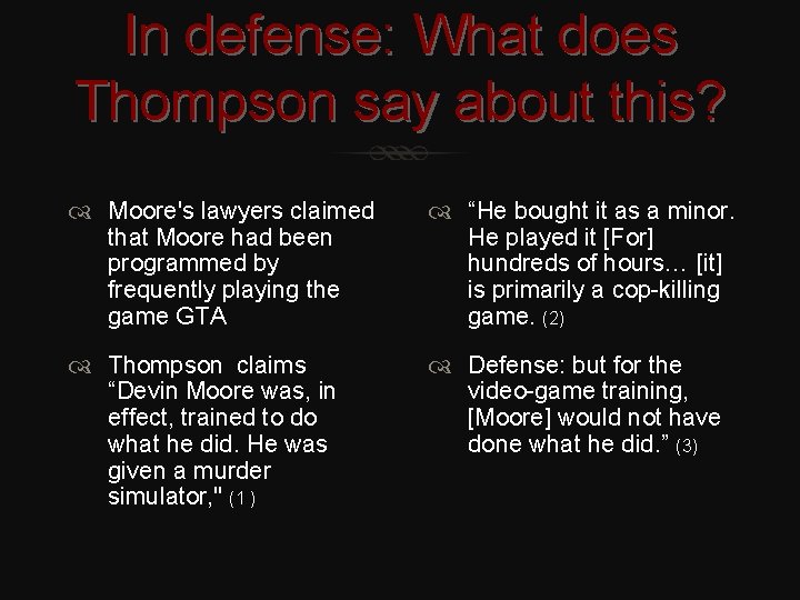In defense: What does Thompson say about this? Moore's lawyers claimed that Moore had