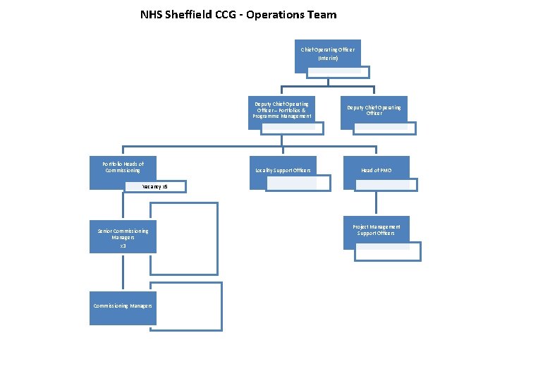 NHS Sheffield CCG - Operations Team Chief Operating Officer (Interim) Deputy Chief Operating Officer
