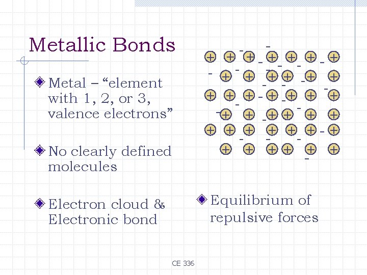 Metallic Bonds Metal – “element with 1, 2, or 3, valence electrons” + +