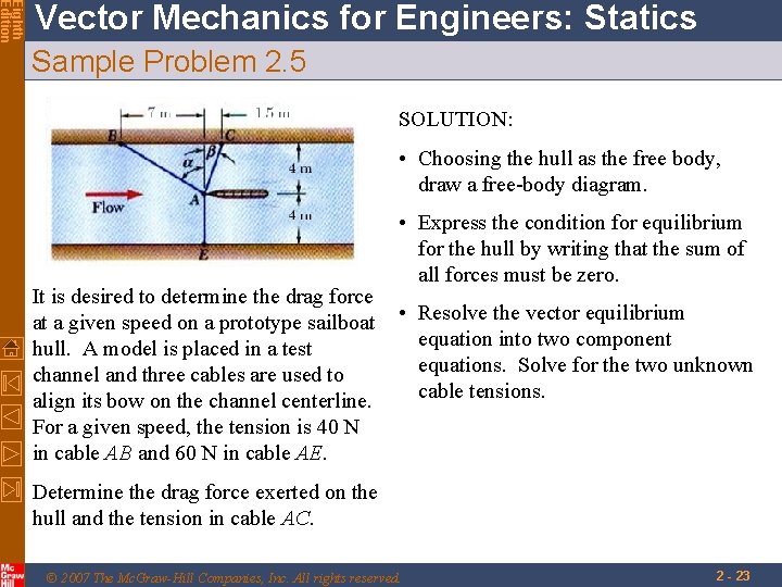 Eighth Edition Vector Mechanics for Engineers: Statics Sample Problem 2. 5 SOLUTION: • Choosing