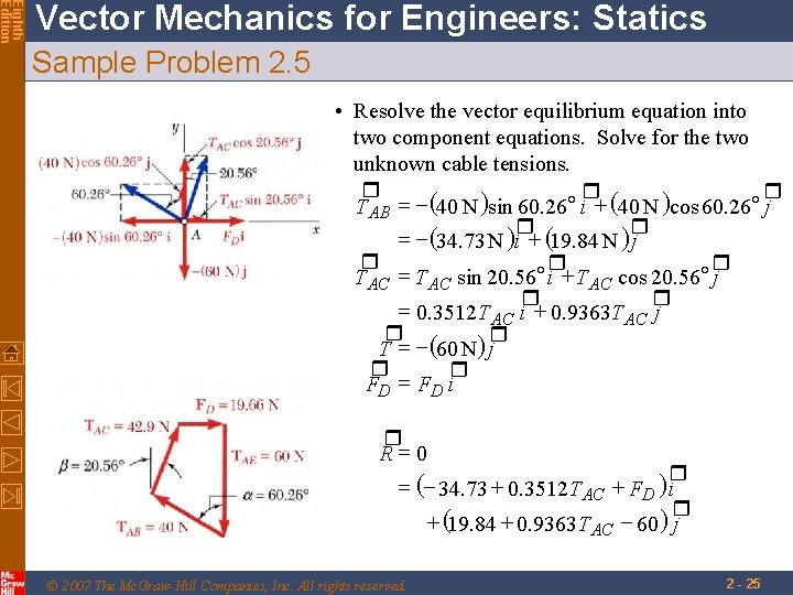 Eighth Edition Vector Mechanics for Engineers: Statics Sample Problem 2. 5 • Resolve the