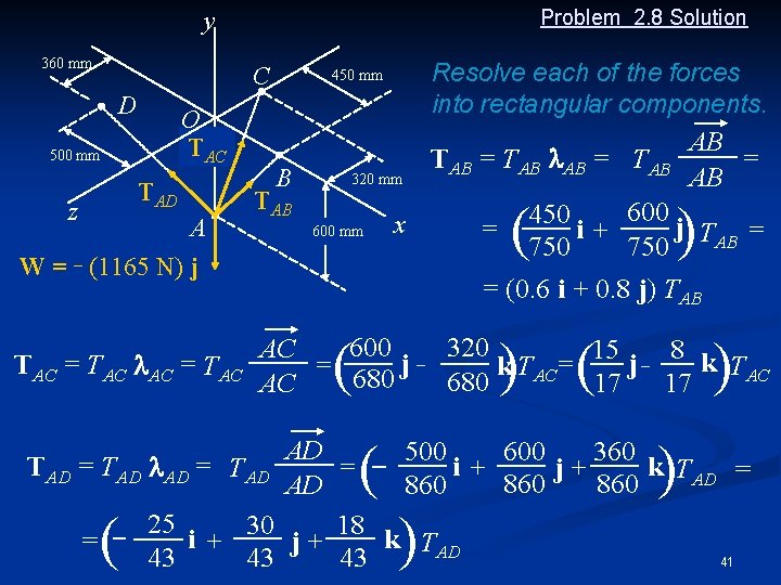 Problem 2. 8 Solution y 360 mm C D O TAC 500 mm TAD