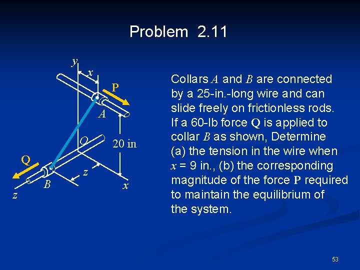 Problem 2. 11 y x P A O Q z B z 20 in