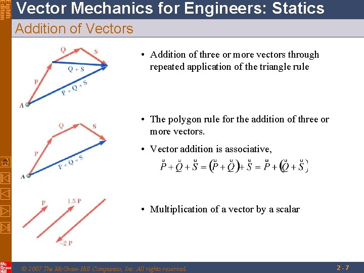 Eighth Edition Vector Mechanics for Engineers: Statics Addition of Vectors • Addition of three