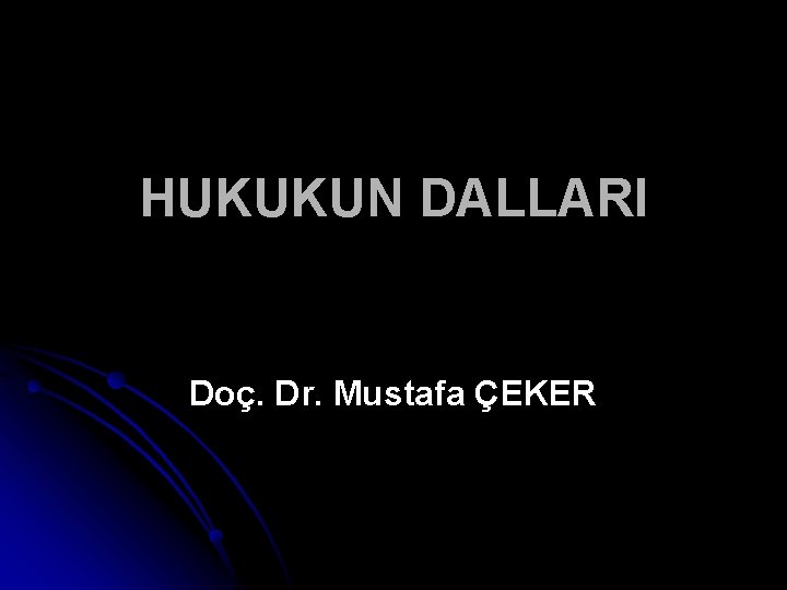 HUKUKUN DALLARI Doç. Dr. Mustafa ÇEKER 