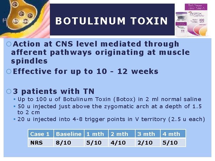 BOTULINUM TOXIN Action at CNS level mediated through afferent pathways originating at muscle spindles