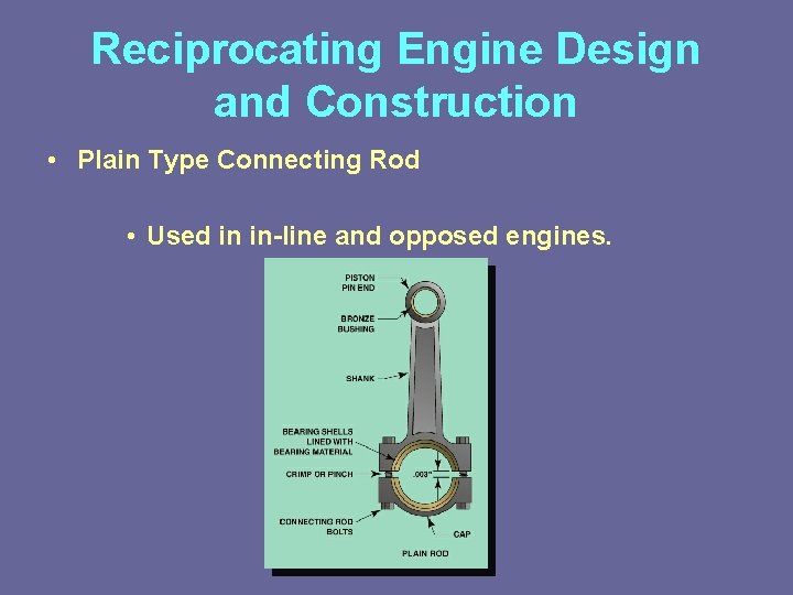 Reciprocating Engine Design and Construction • Plain Type Connecting Rod • Used in in-line