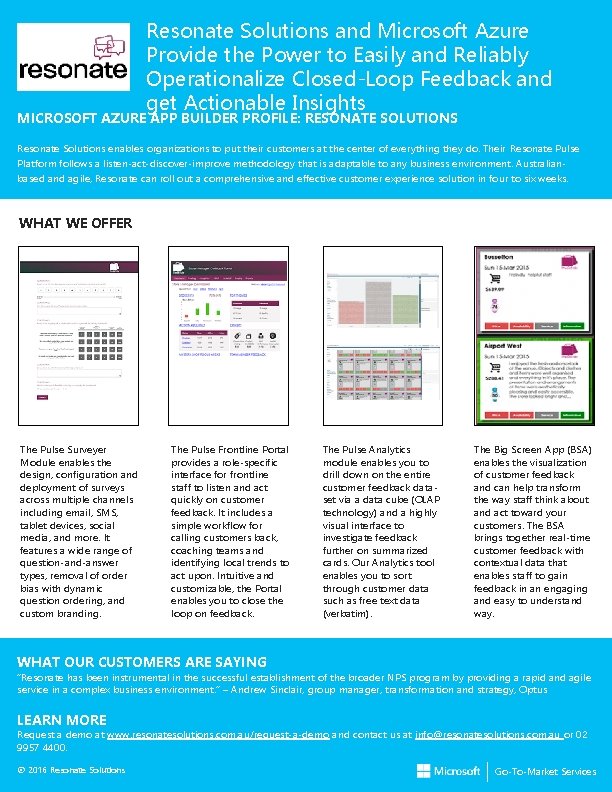 Partner Logo Resonate Solutions and Microsoft Azure Provide the Power to Easily and Reliably