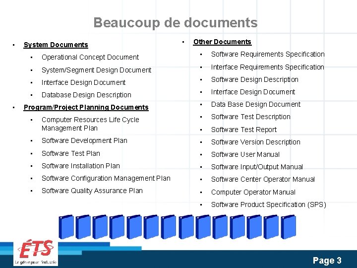 Beaucoup de documents • • System Documents • Other Documents • Operational Concept Document