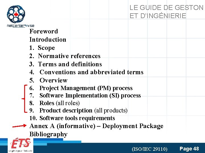 LE GUIDE DE GESTON ET D’INGÉNIERIE Foreword Introduction 1. Scope 2. Normative references 3.