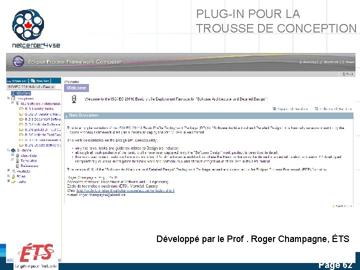 PLUG-IN POUR LA TROUSSE DE CONCEPTION Développé par le Prof. Roger Champagne, ÉTS Page