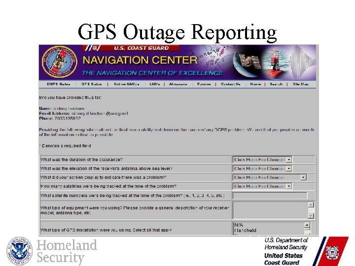 GPS Outage Reporting 