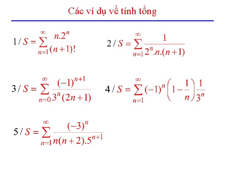 Các ví dụ về tính tổng 