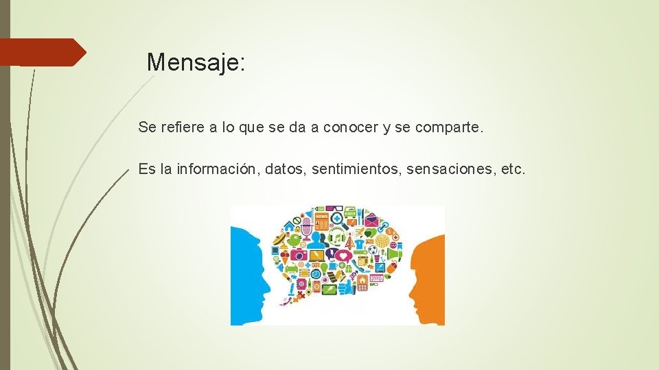 Mensaje: Se refiere a lo que se da a conocer y se comparte. Es