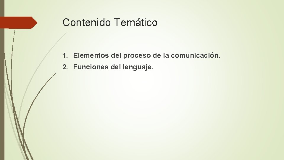 Contenido Temático 1. Elementos del proceso de la comunicación. 2. Funciones del lenguaje. 