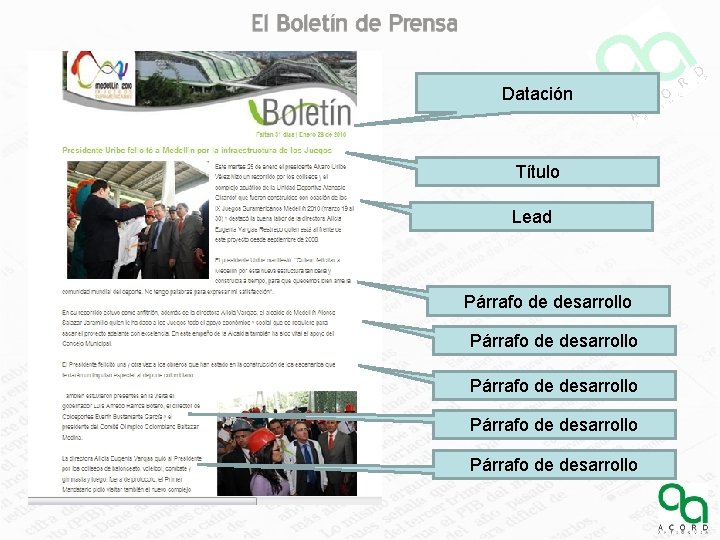 Datación Título Lead Párrafo de desarrollo Párrafo de desarrollo 