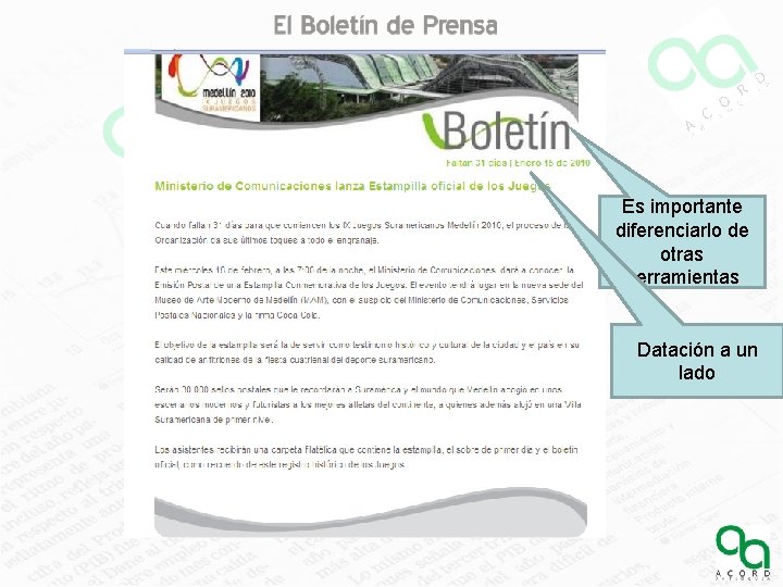 Es importante diferenciarlo de otras herramientas Datación a un lado Es importante diferenciarlo de otras herramientas Datación a un lado