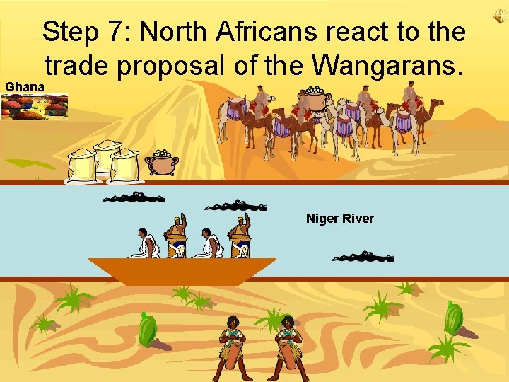 Step 7: North Africans react to the trade proposal of the Wangarans. Ghana Niger