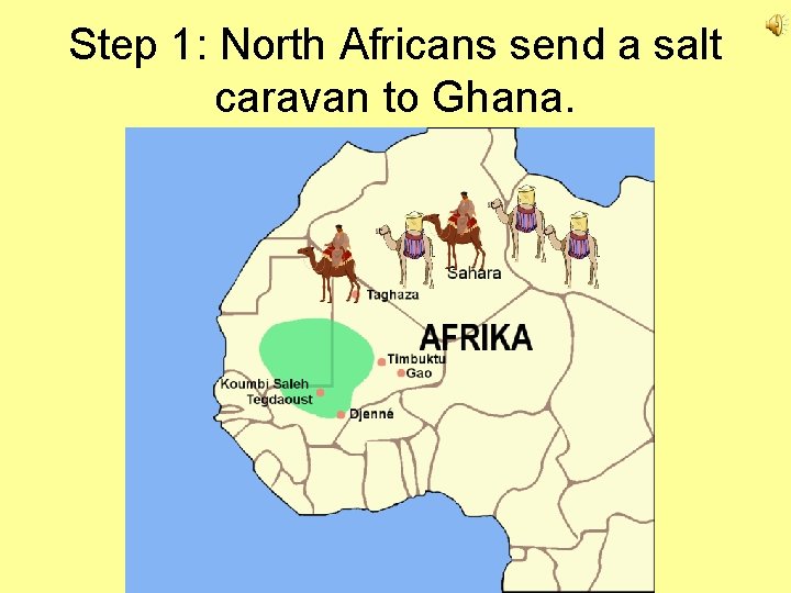 Step 1: North Africans send a salt caravan to Ghana. 