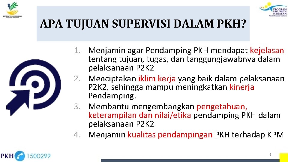 APA TUJUAN SUPERVISI DALAM PKH? 1. Menjamin agar Pendamping PKH mendapat kejelasan tentang tujuan,