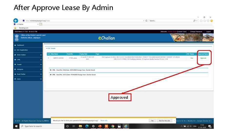 After Approve Lease By Admin Approved 