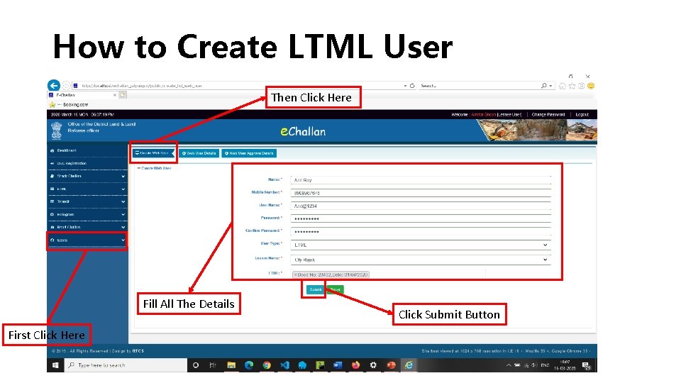 How to Create LTML User Then Click Here Fill All The Details First Click