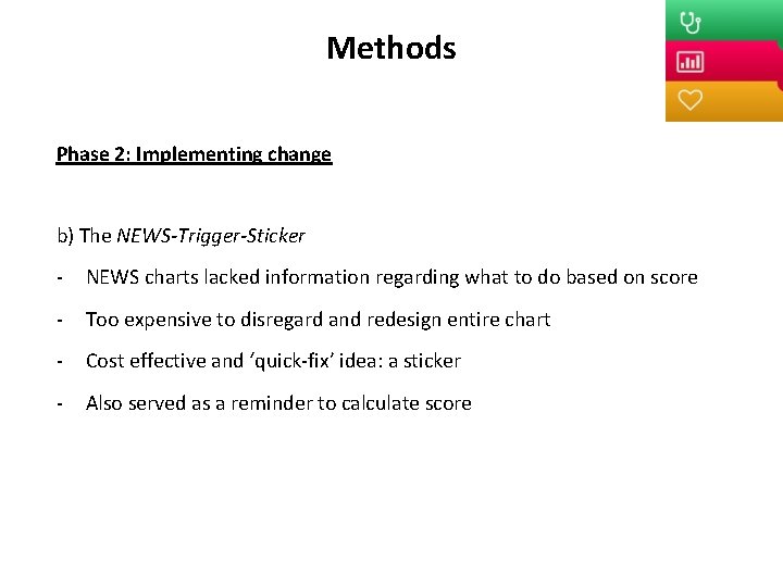Methods Phase 2: Implementing change b) The NEWS-Trigger-Sticker - NEWS charts lacked information regarding