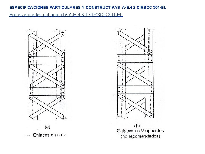 ESPECIFICACIONES PARTICULARES Y CONSTRUCTIVAS A-E. 4. 2 CIRSOC 301 -EL Barras armadas del grupo